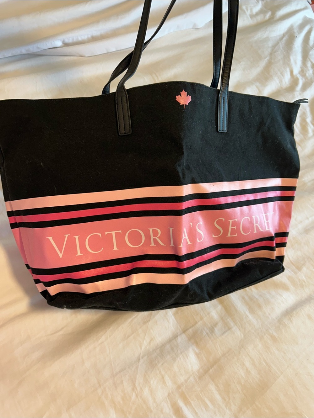 Y2K VS Secret Black and Pink Canvas Tote Bag